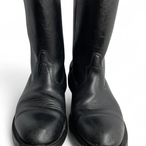 Vintage Kinney Leather Roper Black Biker Cowboy Western Work Boots Men's 9 EE - Picture 6 of 13